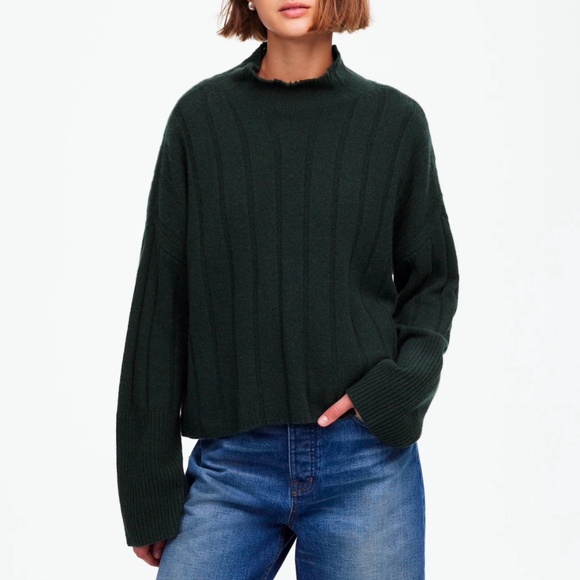 Madewell ribbed cashmere mock neck sweater - Picture 1 of 5